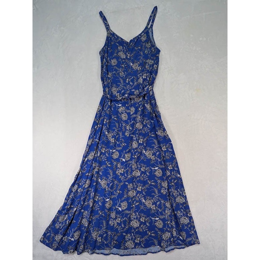 MSK Petite Sundress Womens PL Blue Floral Cotttagecore Vintage 90s Y2K Whimsical - Picture 2 of 11